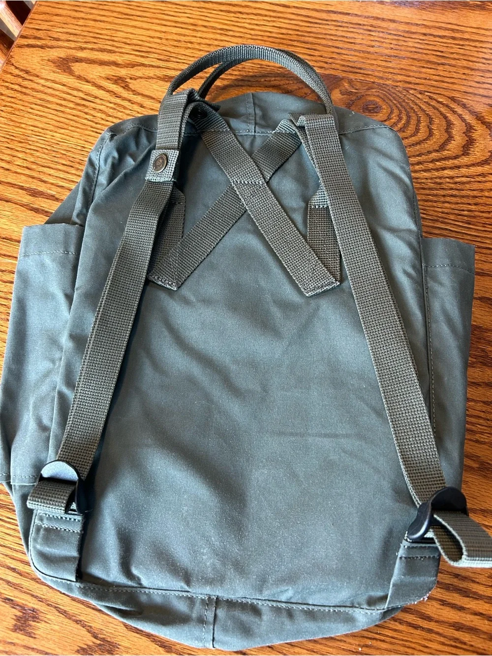 Fjallraven Kanken Classic Backpack in Olive with Red Logo